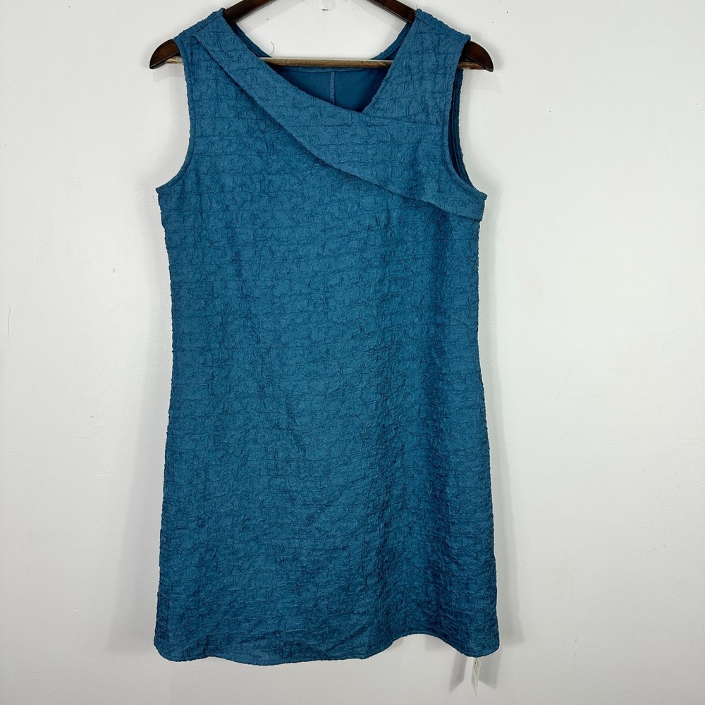 Cupshe Mini Shift Dress Womens‎ Small Blue Sleeveless Crinkle Resort Chic NWT